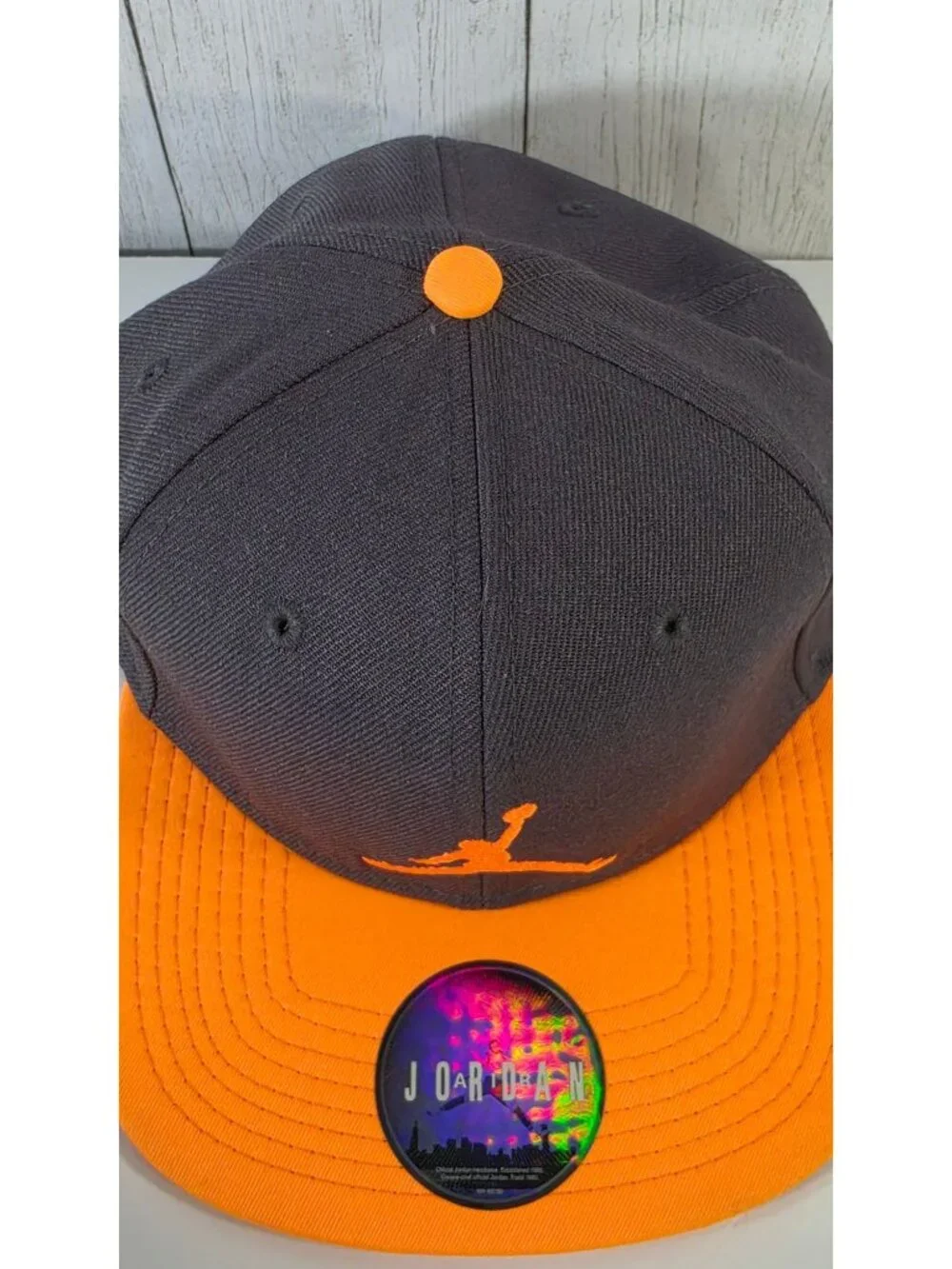 NIKE AIR JORDAN TRUE JUMPMAN SNAPBACK HAT GRAY ORANGE FLAT BRIM BASEBALL CAP OSF